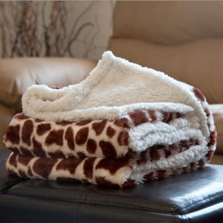 Hastings Home Fleece Sherpa Blanket Throw - Giraffe 468666ZTX